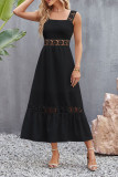 Flower Crochet Plain Maxi Dress
