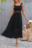 Flower Crochet Plain Maxi Dress