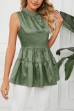 Sleeveless Splicing Smocked Top
