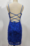 Plain Sequin Pattern Back Ribbon Speghetti Strap Dress