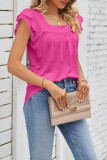 Plain Square Neck Ruffle Sleeves Top