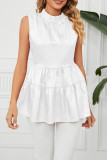 Sleeveless Splicing Smocked Top