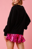 Pearl With Heart Patchwork Pullover Sweatshirt