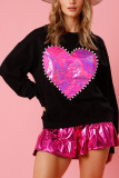Pearl With Heart Patchwork Pullover Sweatshirt