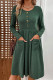 Green Button Down Pockets High Waist Dress