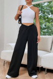 High Waist Plain Wide Leg Pants