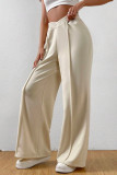 High Waist Plain Wide Leg Pants