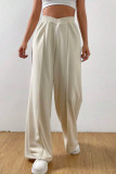 High Waist Plain Wide Leg Pants