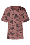 Heart Print Off Shoulder Short Sleeves Top