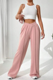 High Waist Plain Wide Leg Pants