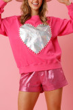 Pearl With Heart Patchwork Pullover Sweatshirt