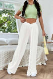 High Waist Plain Wide Leg Pants