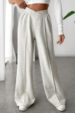 High Waist Plain Wide Leg Pants