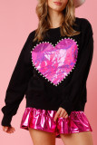 Pearl With Heart Patchwork Pullover Sweatshirt