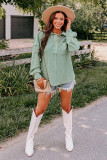 Laurel Green Waffle Exposed Seam Pocket Henley Sweatshirt