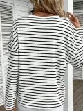 White Stripes Heart Long Sleeves Top