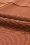 Chestnut Waffle Exposed Seam Pocket Henley Sweatshirt
