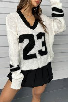 Number 23 V Neck Knitting Sweater