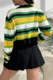Colorblock Stripe Knitting Cardigan