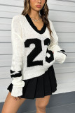 Number 23 V Neck Knitting Sweater