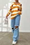 V Neck Stripe Pentagram Knitting Sweater