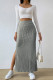 Plain Rib Side Split Maxi Skirt