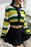 Colorblock Stripe Knitting Cardigan