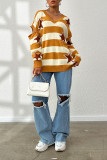 V Neck Stripe Pentagram Knitting Sweater