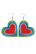 Tie Dye Heart Print PU Earrings MOQ 5pcs