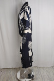 Abstract Printing Top and WIde Leg Pants 2pcs Set
