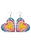 Tie Dye Heart Print PU Earrings MOQ 5pcs