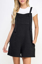 Black Adjustable Straps Textured Romper