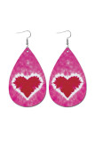 Tie Dye Heart Print PU Earrings MOQ 5pcs