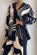 Abstract Printing Top and WIde Leg Pants 2pcs Set