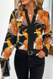 Multicolour Floral Print Split V Neck Blouse