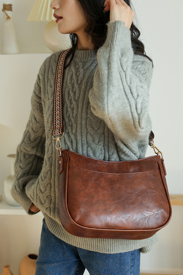 Pu Leather Shoulder Bag with Aztec Straps