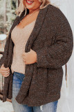 Chicory Coffee Open Front Knit Plus Size Cozy Cardigan