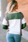 Mist Green Exposed Seam Color Block Patchwork Top