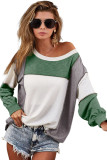 Mist Green Exposed Seam Color Block Patchwork Top