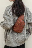 Leather Zipper Chest Bag