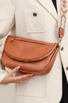 Plain Pu Leather Zipper Shoulder Bag