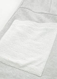 Light Grey Knotted Straps Patch Pockets Terry Knit Romper
