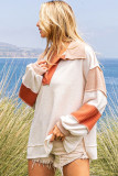 Orange Mixed Patchwork Exposed Seam Baggy Top