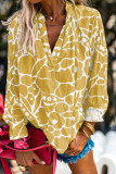 Ginger Floral Split Neck Long Sleeve Blouse