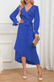Plain Jacquard Leopard V Neck Ruffles Maxi Dress