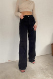 Plain Wide Leg Denim Pants