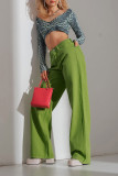 Plain Wide Leg Denim Pants