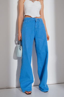 Plain Wide Leg Denim Pants