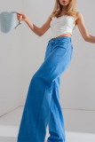 Plain Wide Leg Denim Pants