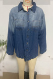 Washed Blue Button Up Denim Shirt Jacket